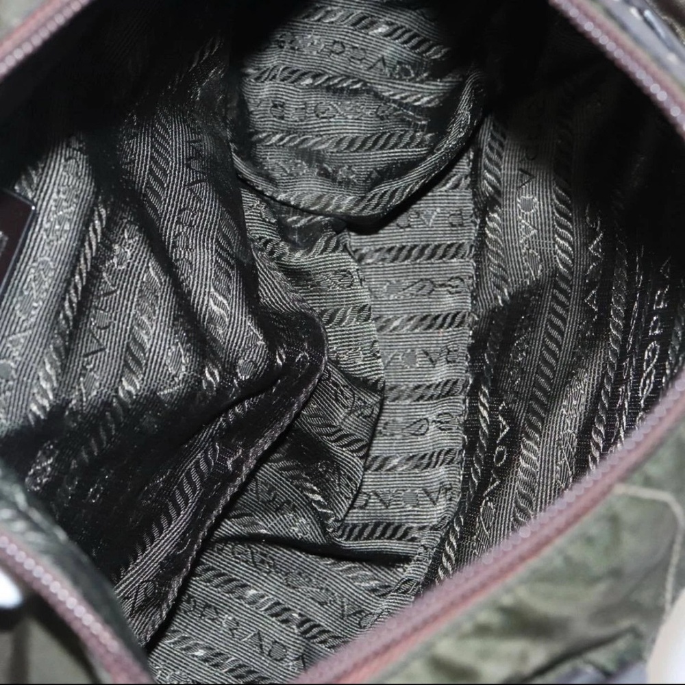 Prada Tessuto Fiori Flower Vintage Khaki Green Nylon/Leather Shoulder Bag - Picture 9 of 16